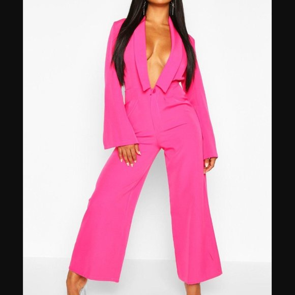 boohoo basic tailored wide leg jumpsuit